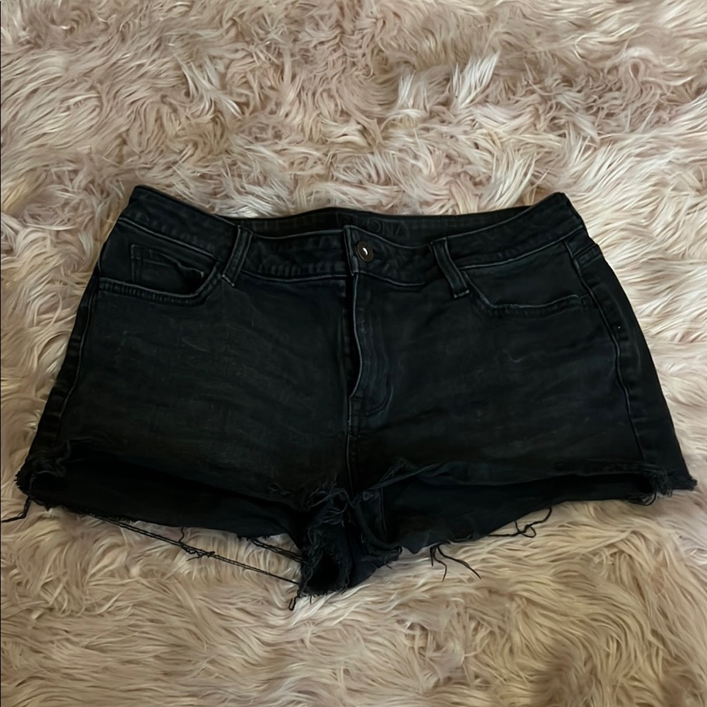Arizona Jean Company Black Jean Shorts Distressed Cut-Off